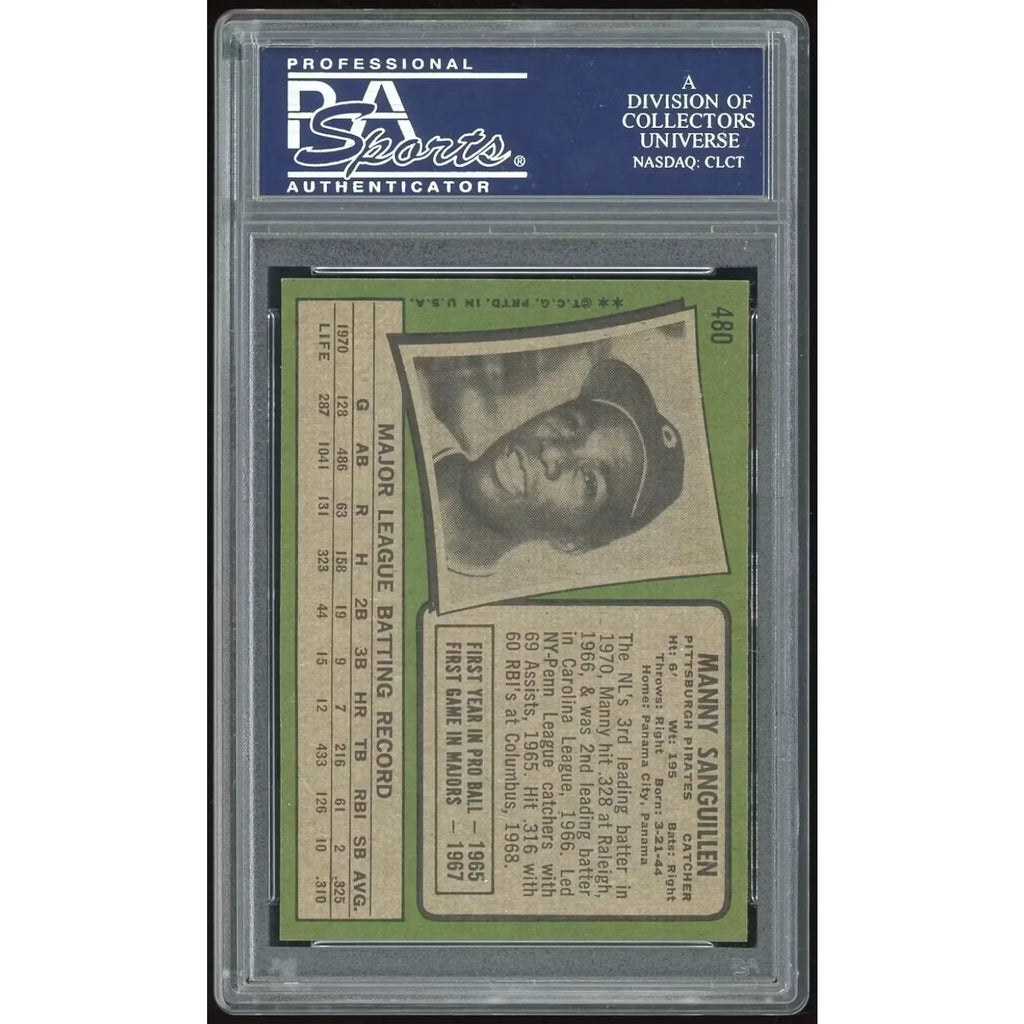 Manny Sanguillen 1971 Topps #480 Baseball Card | PSA 8