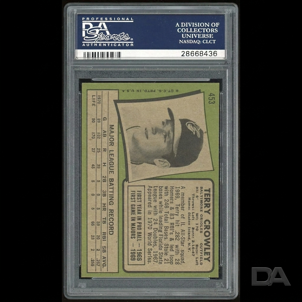 Terry Crowley 1971 Topps #453 Baseball Card | PSA 8
