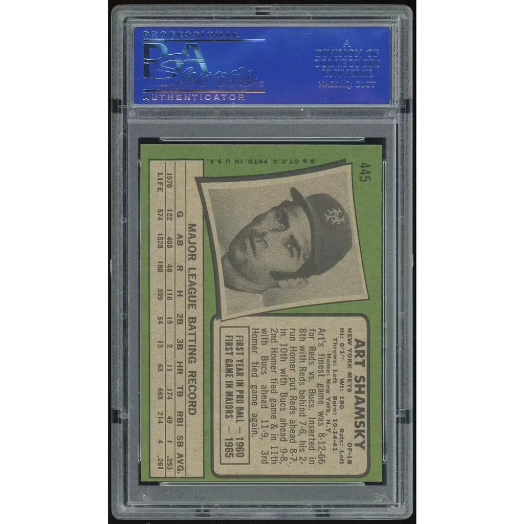 Art Shamsky 1971 Topps #445 Baseball Card | PSA 8