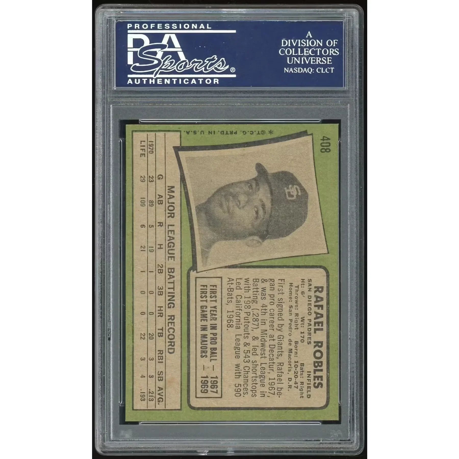 Rafael Robles 1971 Topps #408 Baseball Card | PSA 8.5