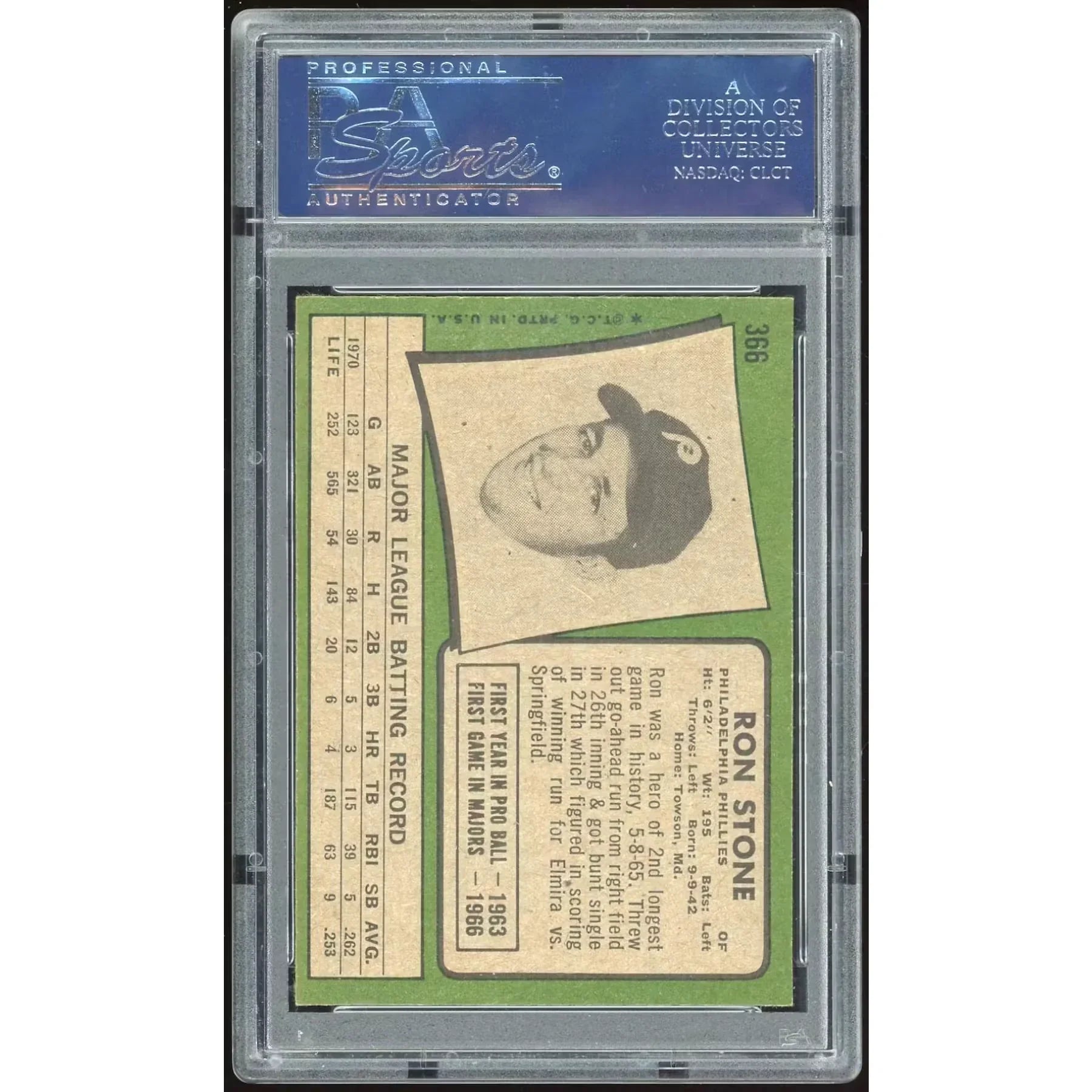 Ron Stone 1971 Topps #366 Baseball Card | PSA 8.5