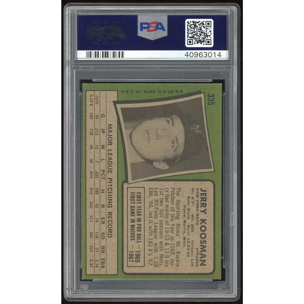 Jerry Koosman 1971 Topps #335 Baseball Card | PSA 8