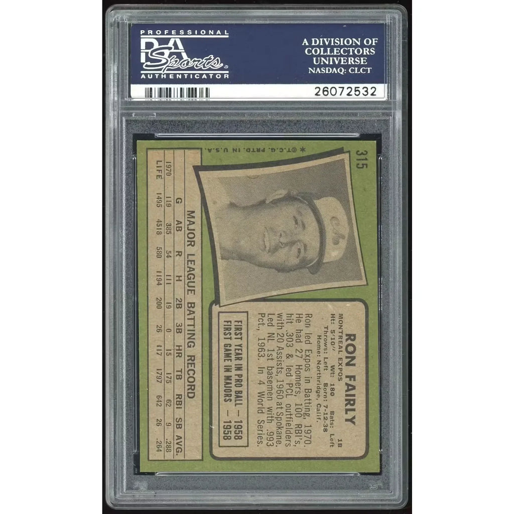 Ron Fairly 1971 Topps #315 Baseball Card | PSA 8.5