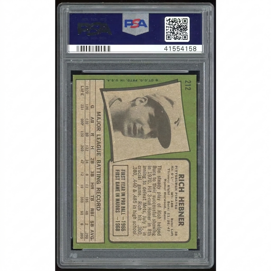 1971 Topps #212 Rich Hebner Baseball Card | PSA 8