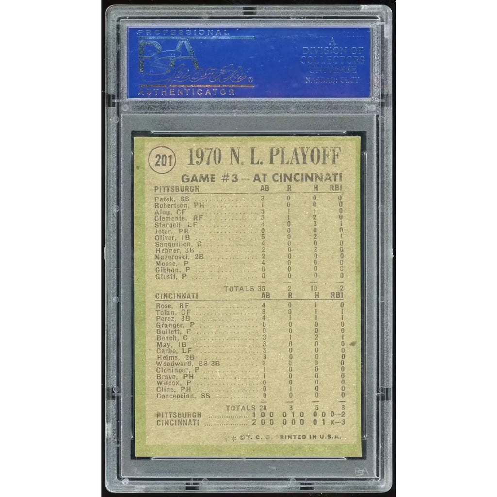 1971 Topps #201 NL Playoff Game 3 | PSA 8