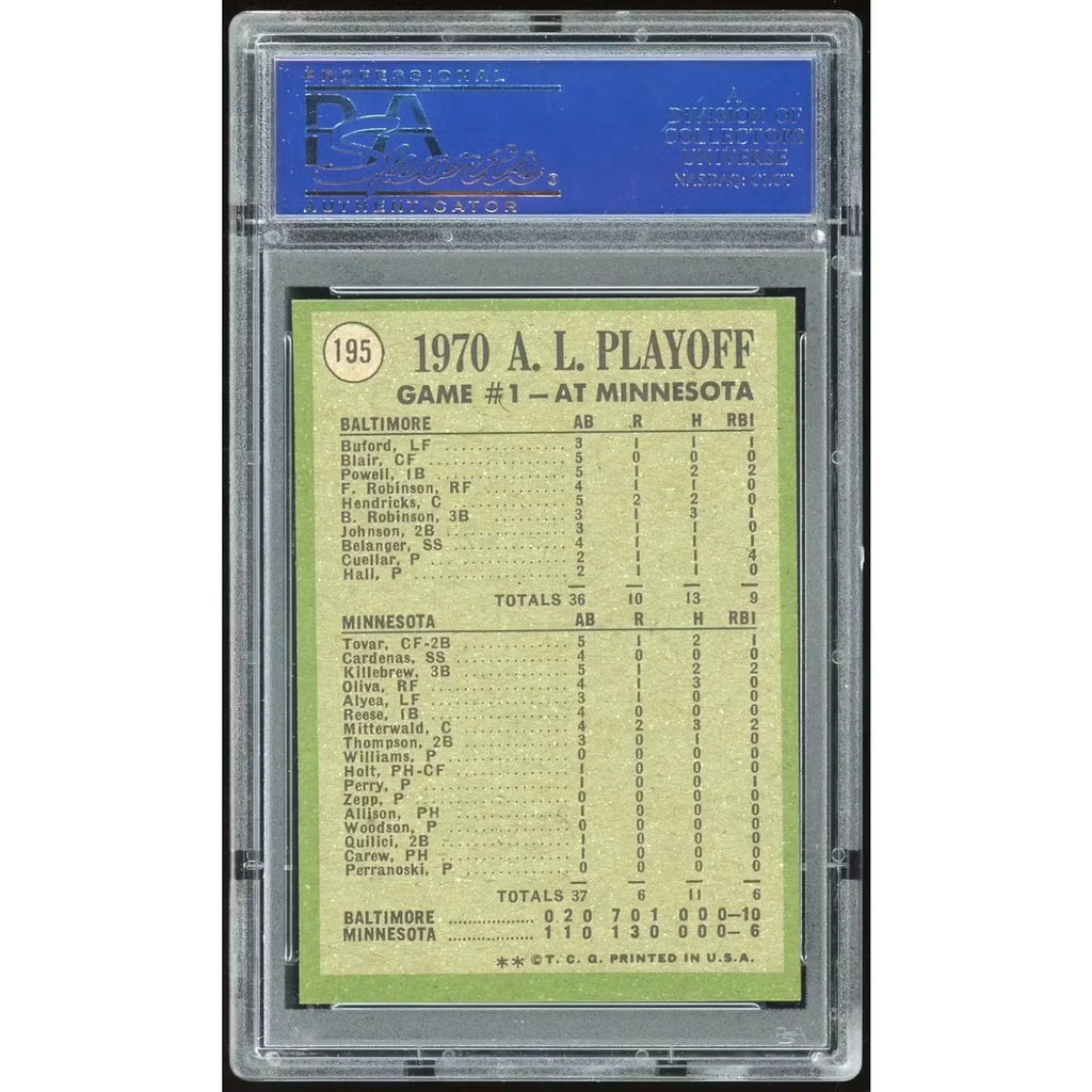 1971 Topps #195 AL Playoff Game 1 | PSA 8