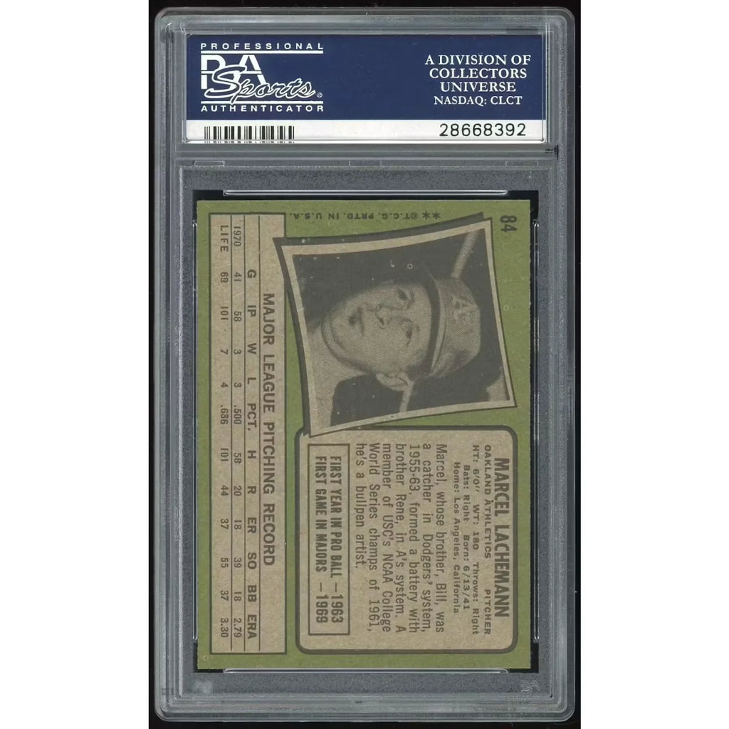 Marcel Lachemann 1971 Topps #84 Rookie Card | PSA 8