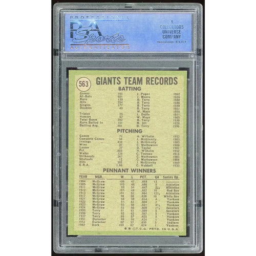 1971 Topps #563 Giants Team Card | PSA 8 2055
