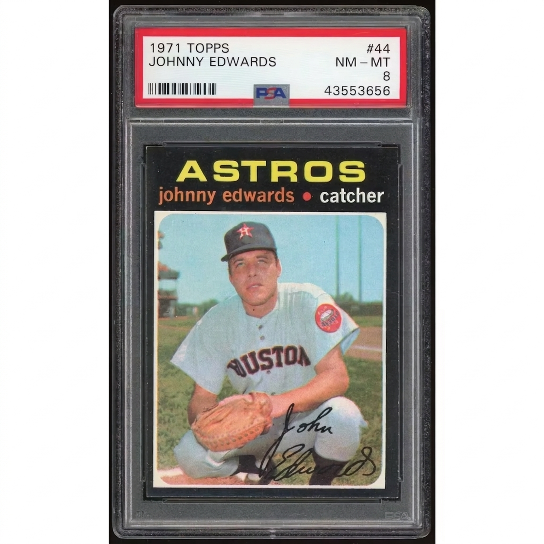 1971 Topps #44 Johnny Edwards Baseball Card | PSA 8