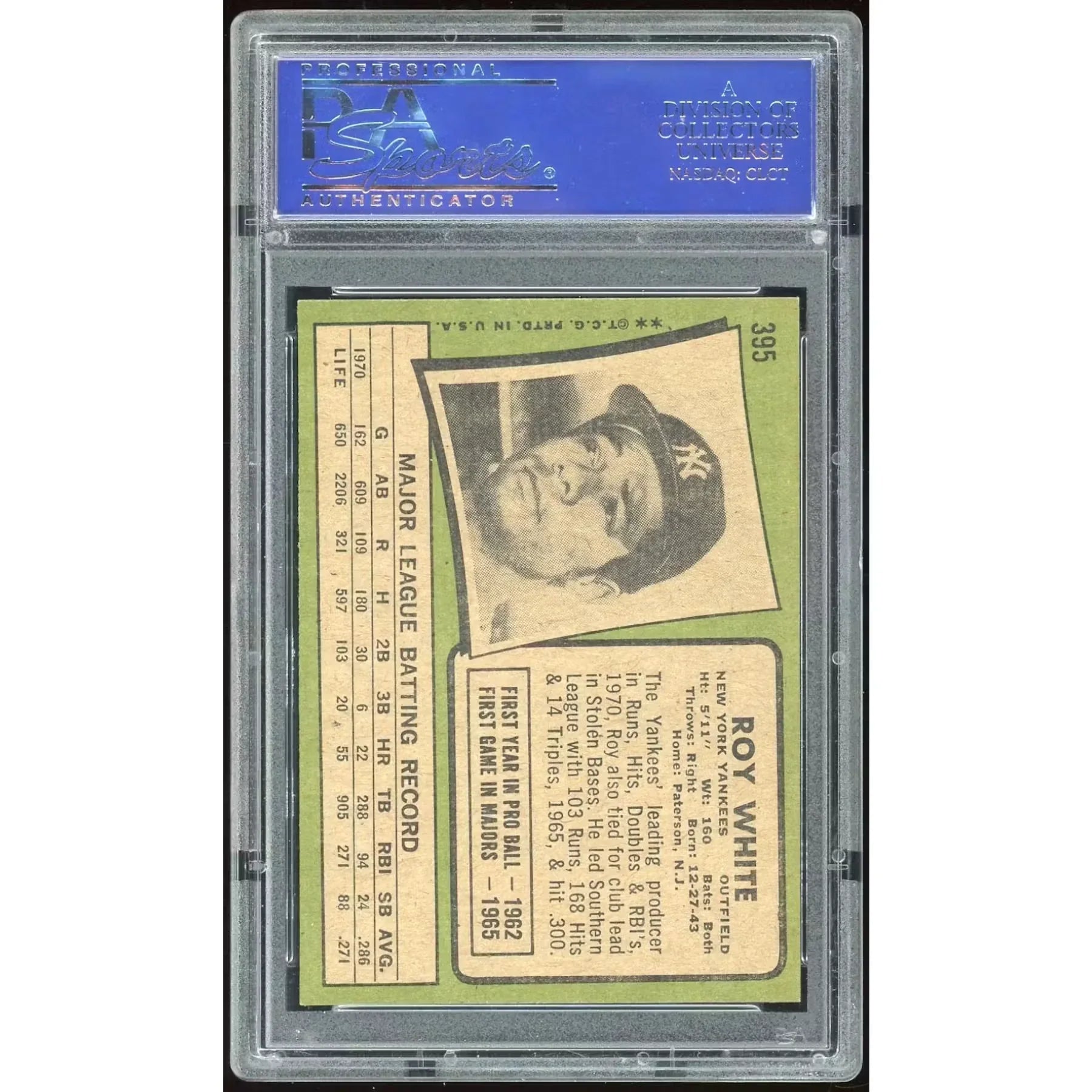 Roy White 1971 Topps #395 Card | PSA 8