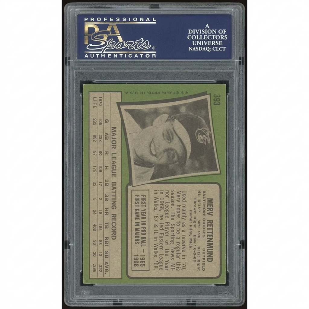 Merv Rettenmund 1971 Topps #393 Baseball Card | PSA 8
