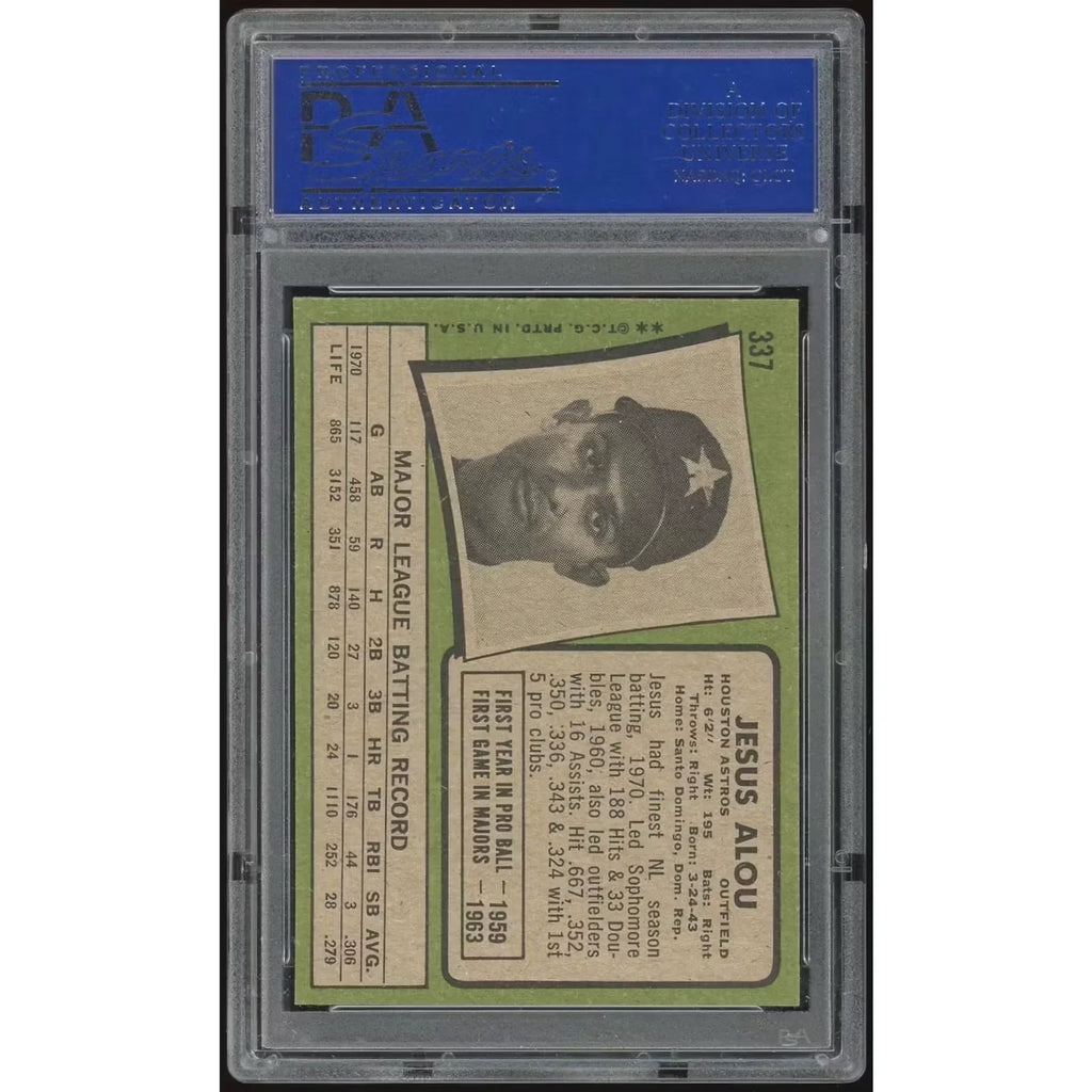 Jesus Alou 1971 Topps #337 Baseball Card | PSA 8