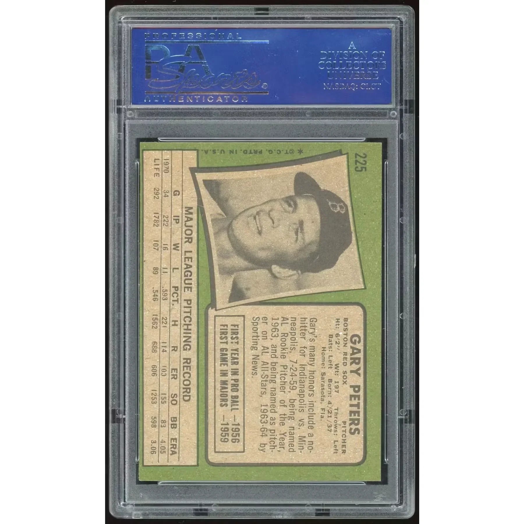Gary Peters 1971 Topps #225 Baseball Card | PSA 8