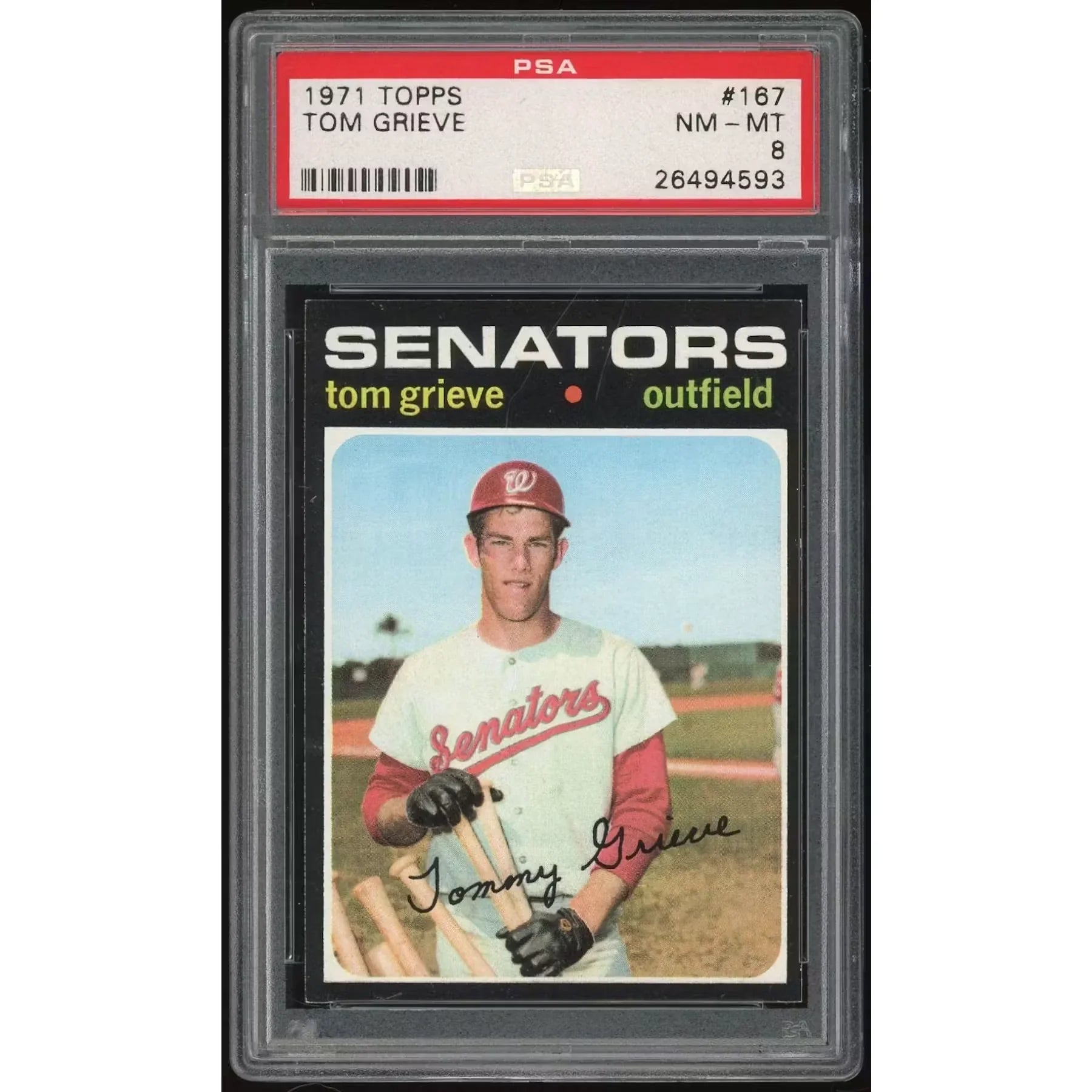 Tom Grieve 1971 Topps #167 Rookie Card | PSA 8