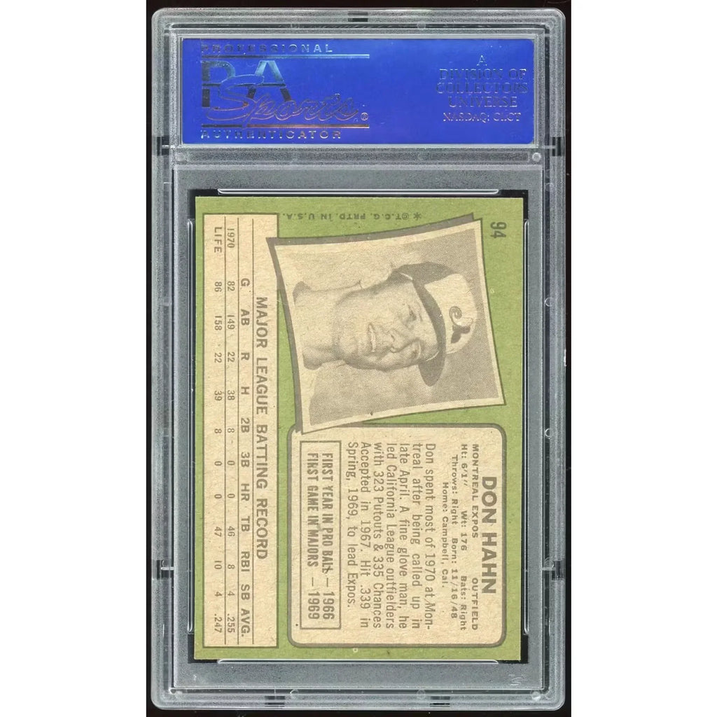 Don Hahn 1971 Topps #94 Rookie Card | PSA 8