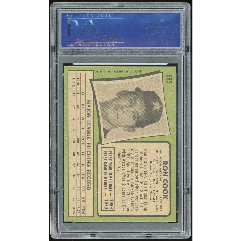 Ron Cook 1971 Topps #583 Rookie Card | PSA 8
