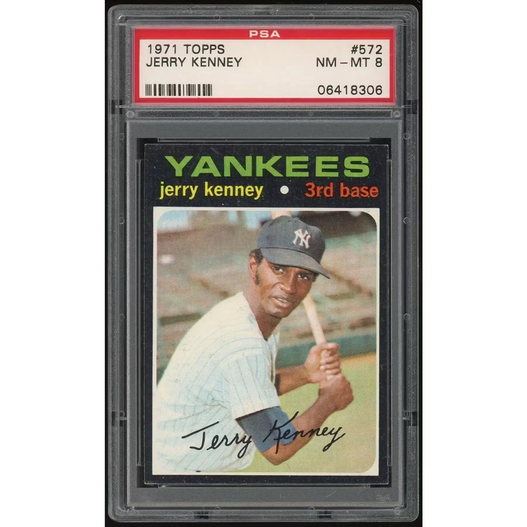 1971 Topps #572 Jerry Kenney Baseball Card | PSA 8