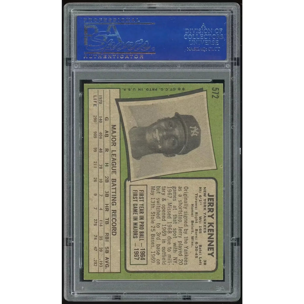 1971 Topps #572 Jerry Kenney Baseball Card | PSA 8