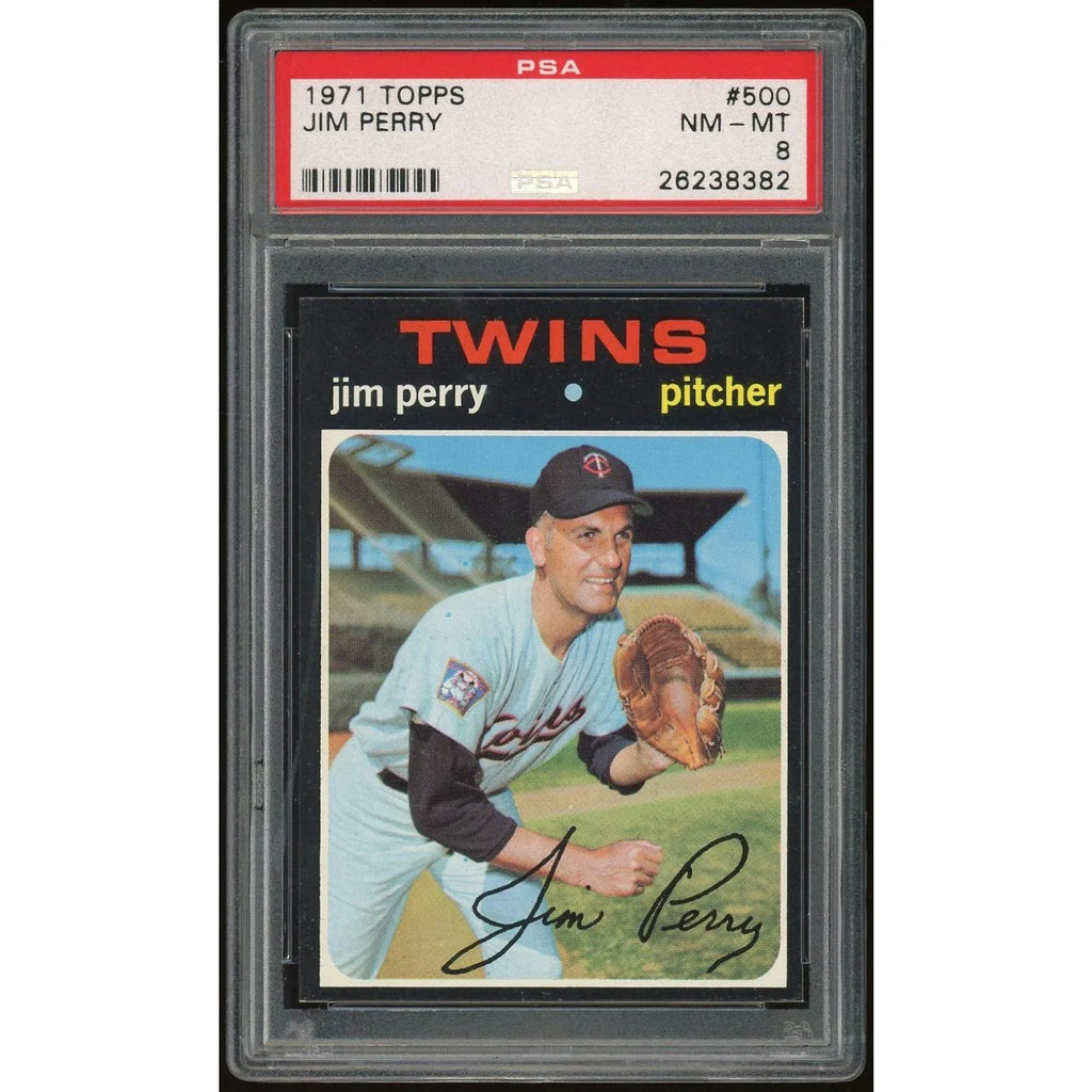 1971 Topps #500 Jim Perry Baseball Card | PSA 8