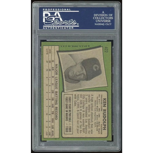 1971 Topps #472 Ken Rudolph Baseball Card | PSA 8