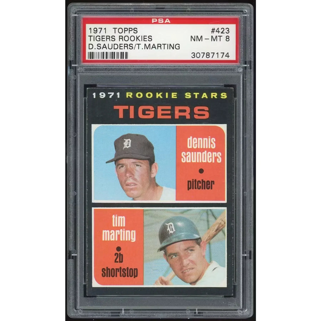 1971 Topps #423 Dennis Saunders/Tim Marting Rookie Card | PSA 8