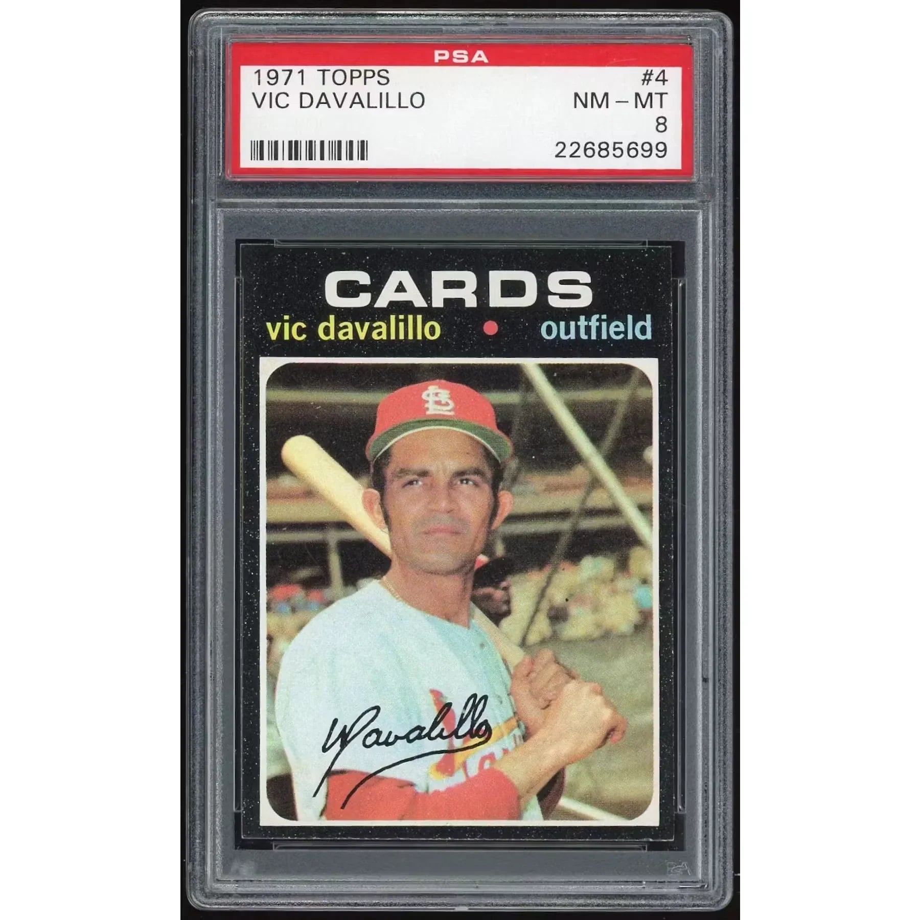 Vic Davalillo 1971 Topps #4 Baseball Card | PSA 8