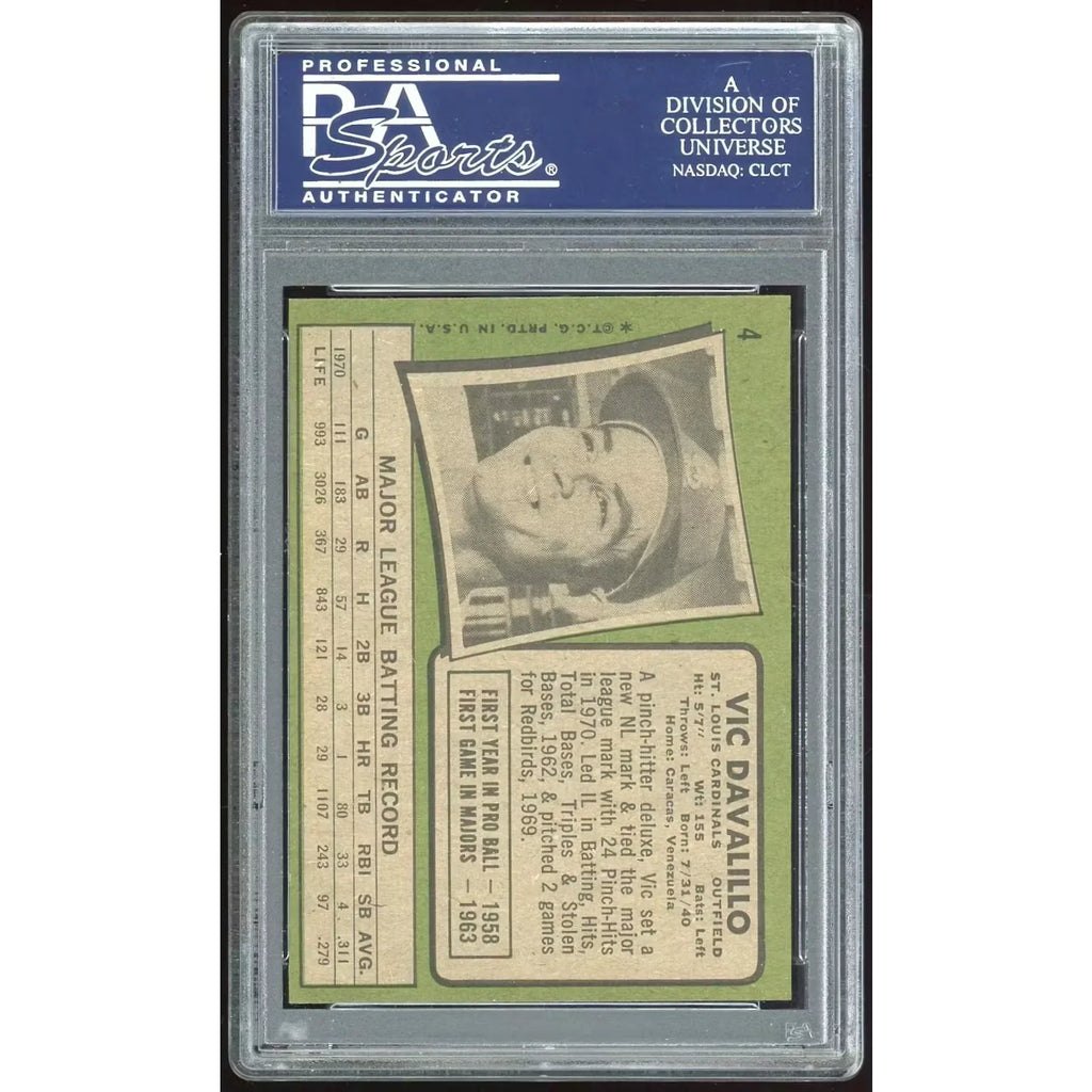 Vic Davalillo 1971 Topps #4 Baseball Card | PSA 8