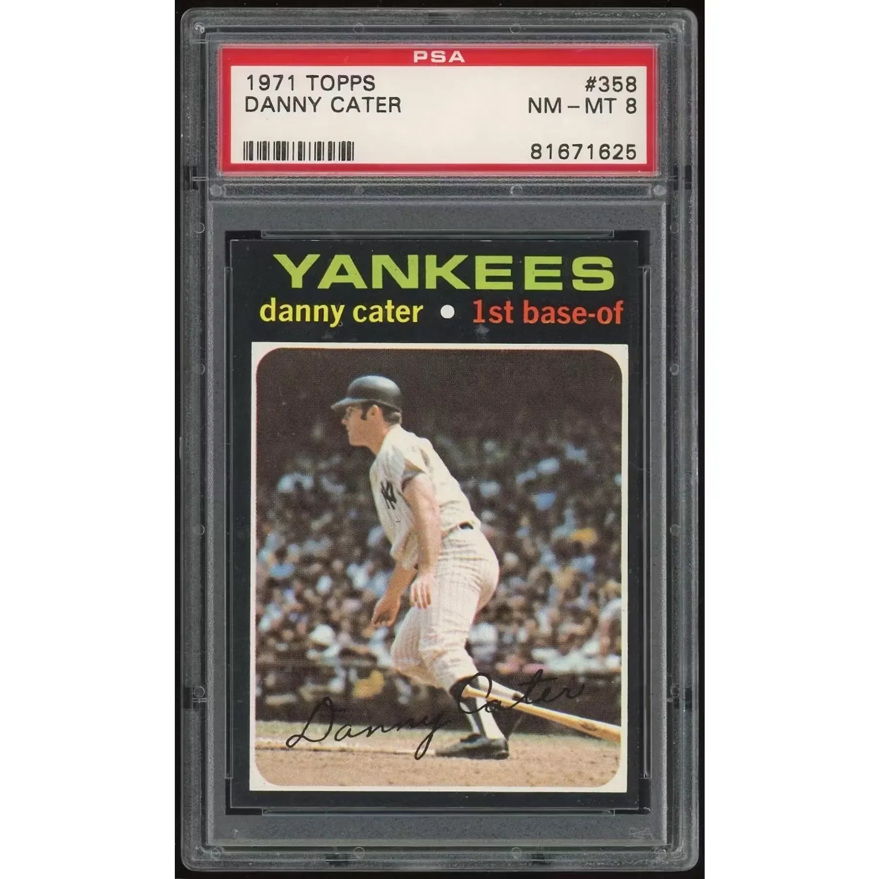 Danny Cater 1971 Topps #358 Baseball Card | PSA 8