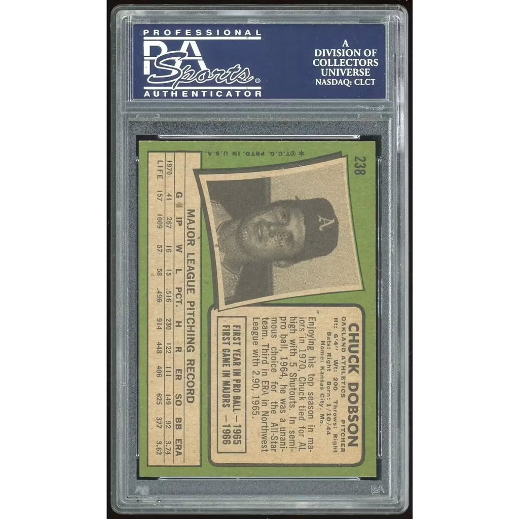 Chuck Dobson 1971 Topps #238 Baseball Card | PSA 8