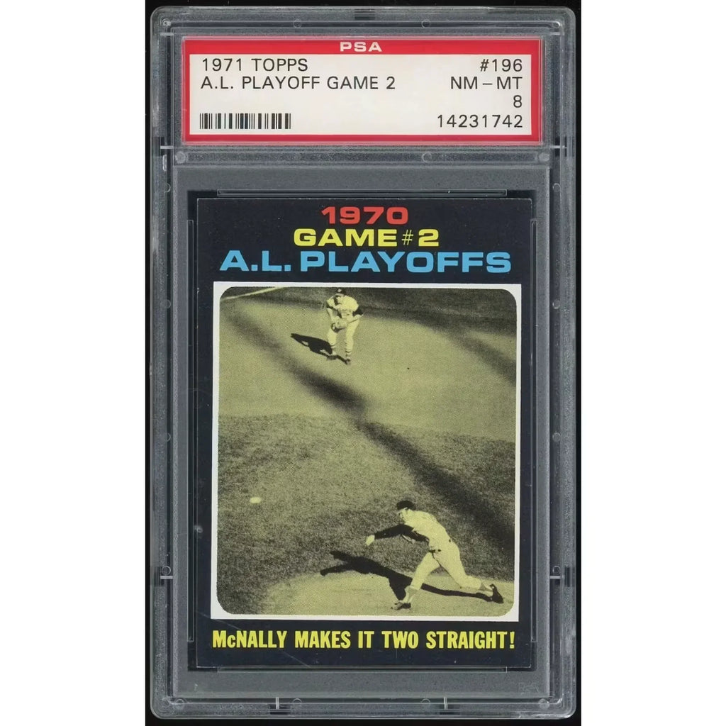 1971 Topps #196 AL Playoff Game 2 | PSA 8