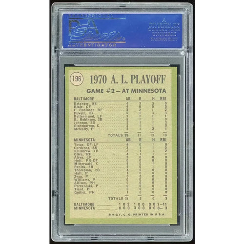1971 Topps #196 AL Playoff Game 2 | PSA 8