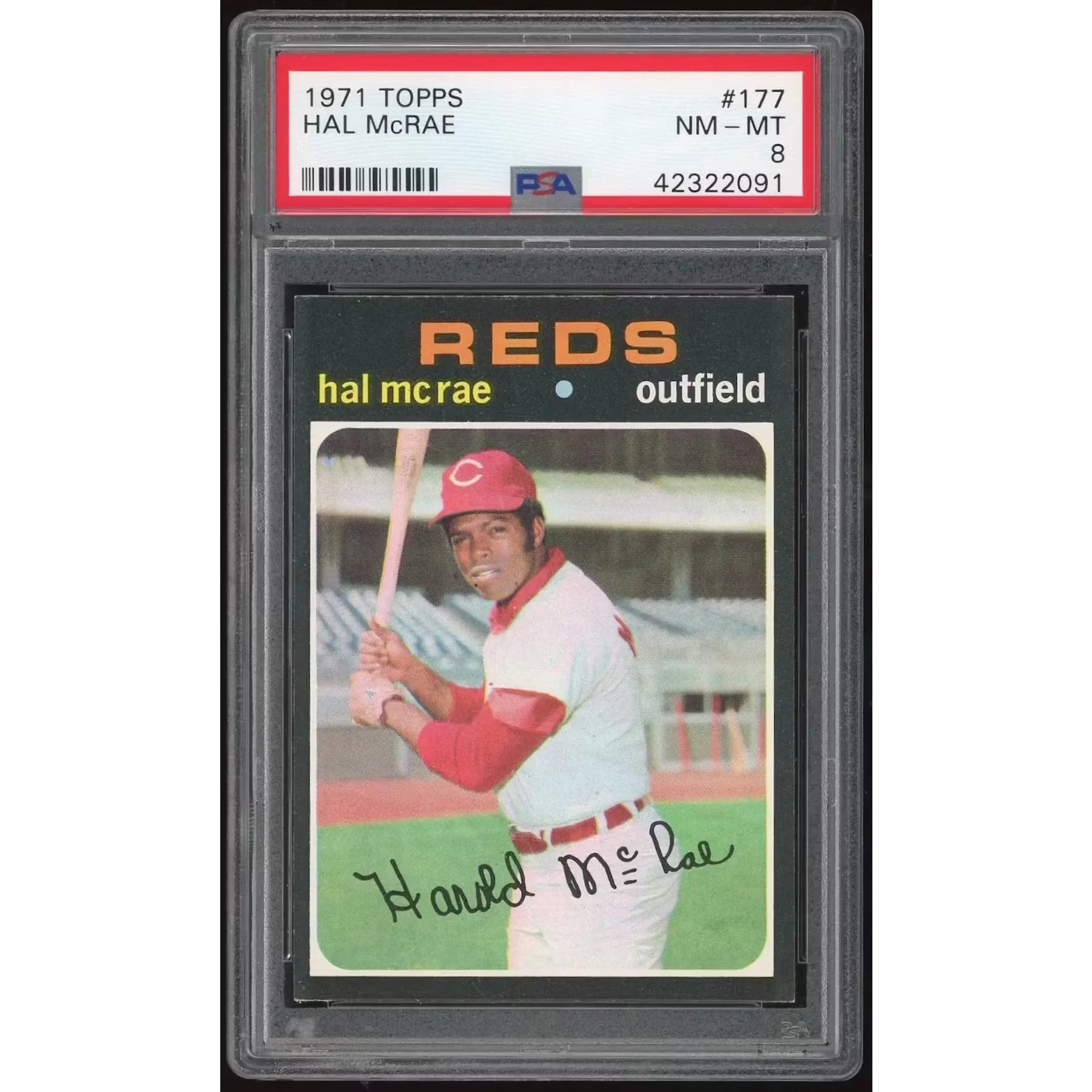 Hal McRae 1971 Topps #177 Baseball Card | PSA 8 2091