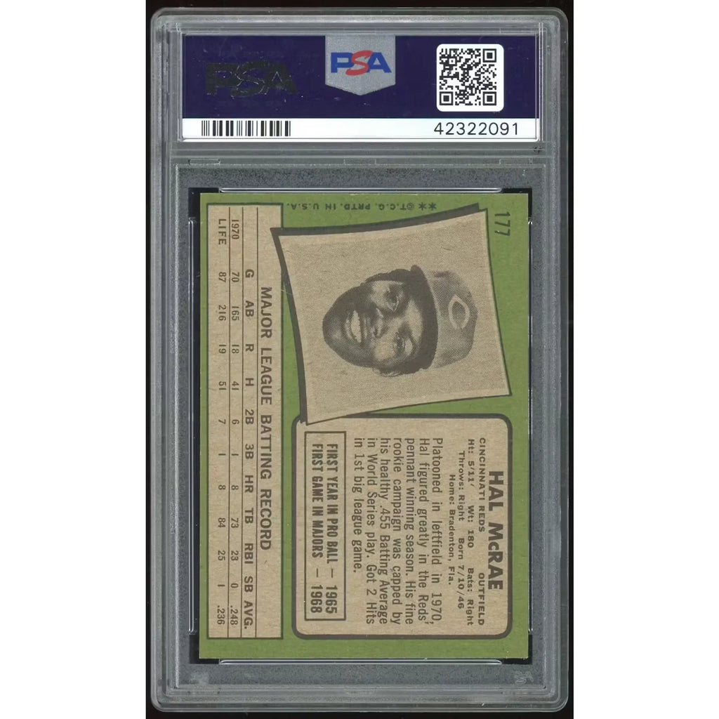 Hal McRae 1971 Topps #177 Baseball Card | PSA 8 2091