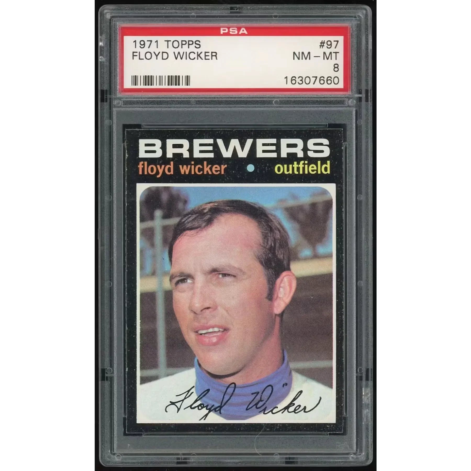 Floyd Wicker 1971 Topps #97 Baseball Card | PSA 8