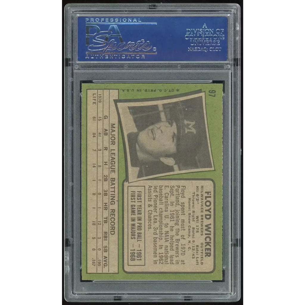 Floyd Wicker 1971 Topps #97 Baseball Card | PSA 8
