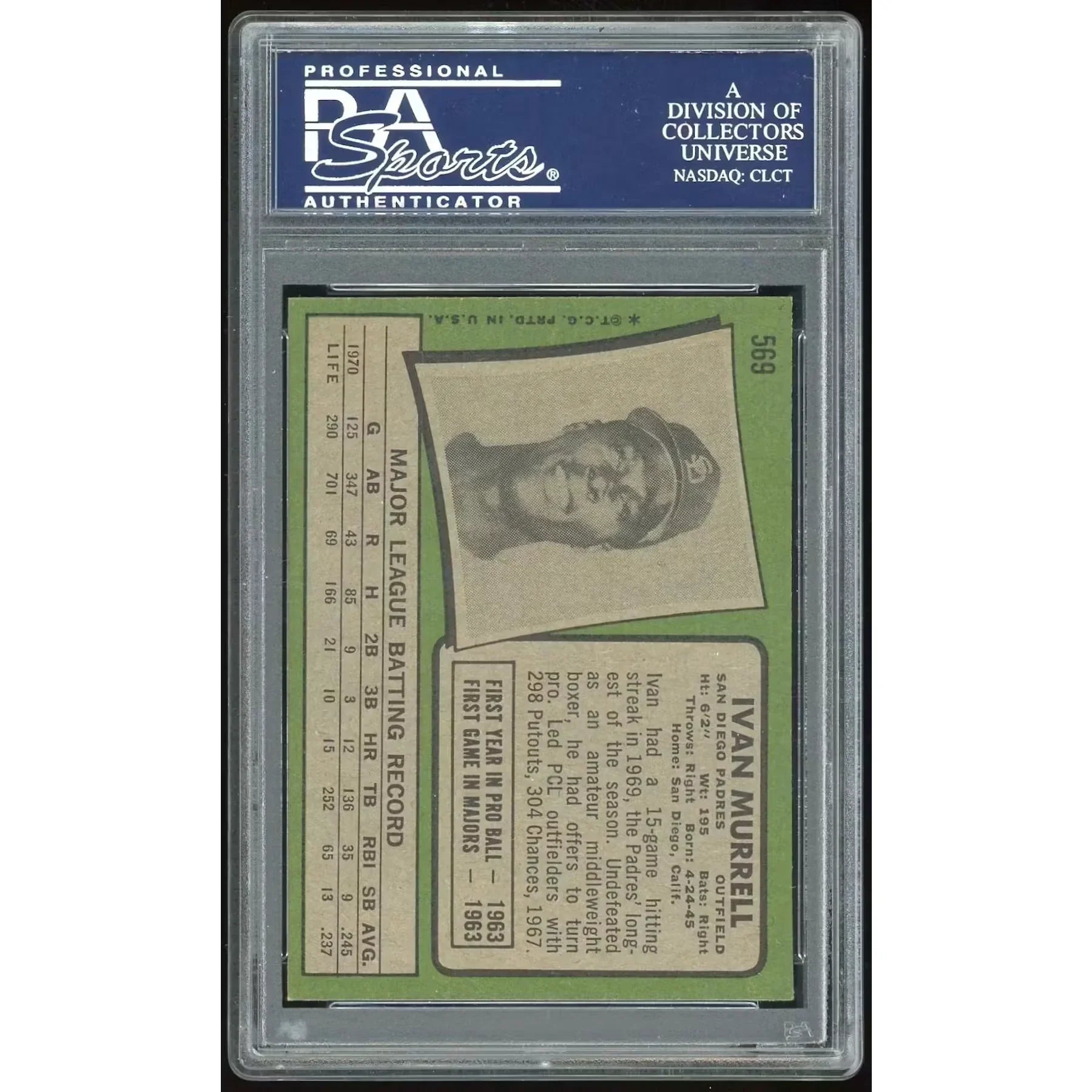 Ivan Murrell 1971 Topps #569 Baseball Card | PSA 8