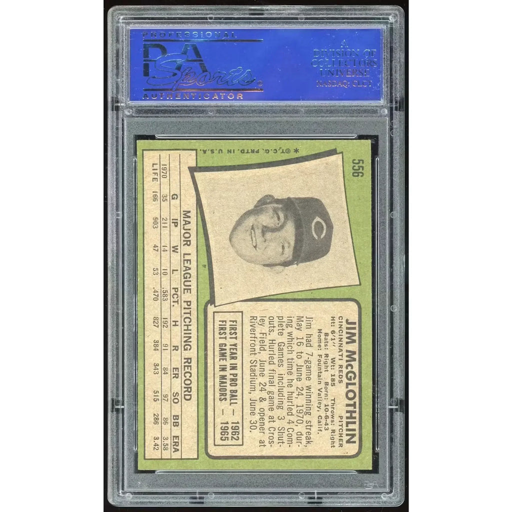 Jim McGlothlin 1971 Topps #556 Baseball Card | PSA 8