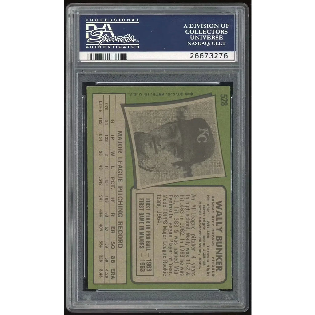 Wally Bunker 1971 Topps Card #528 | PSA 8