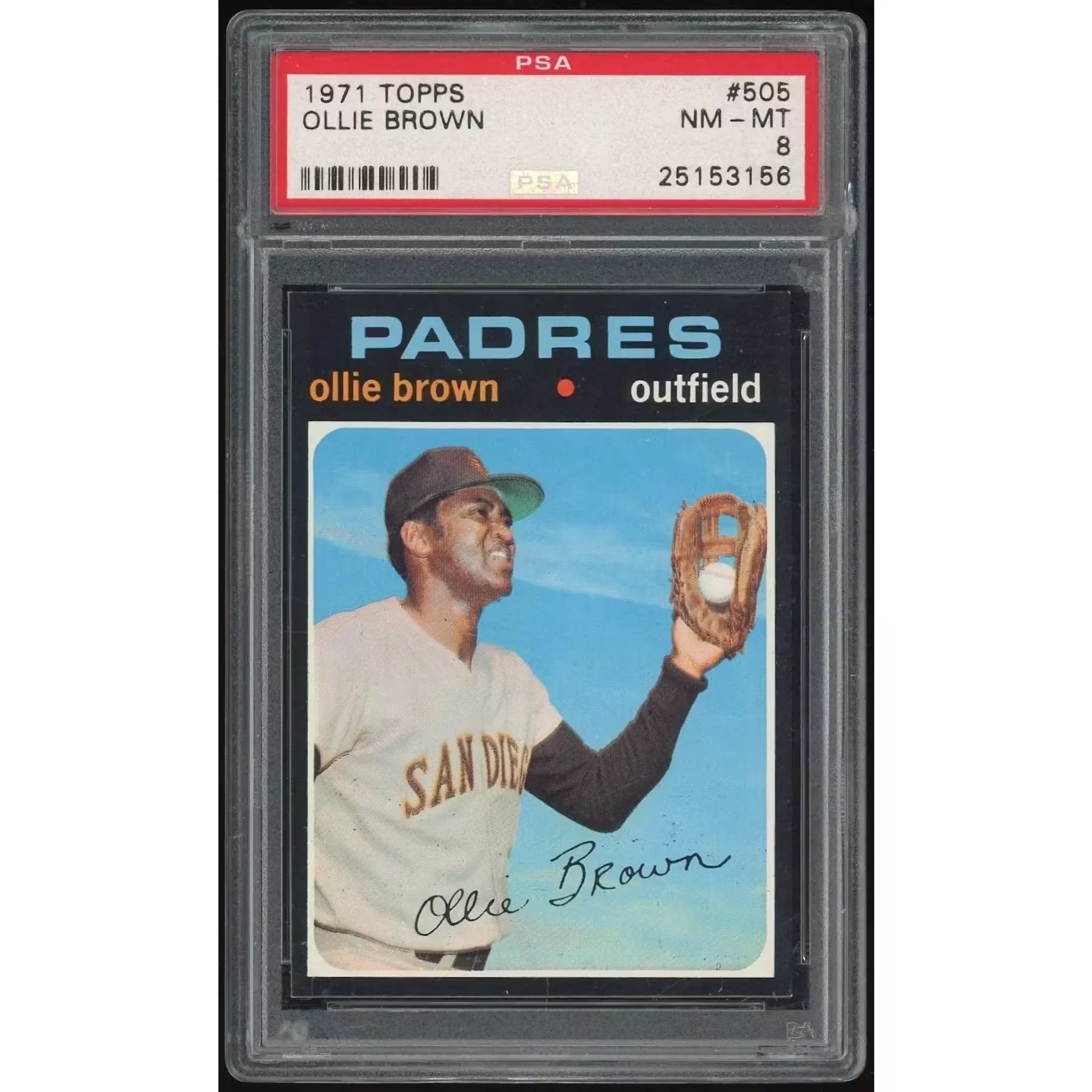 Ollie Brown 1971 Topps #505 Baseball Card | PSA 8