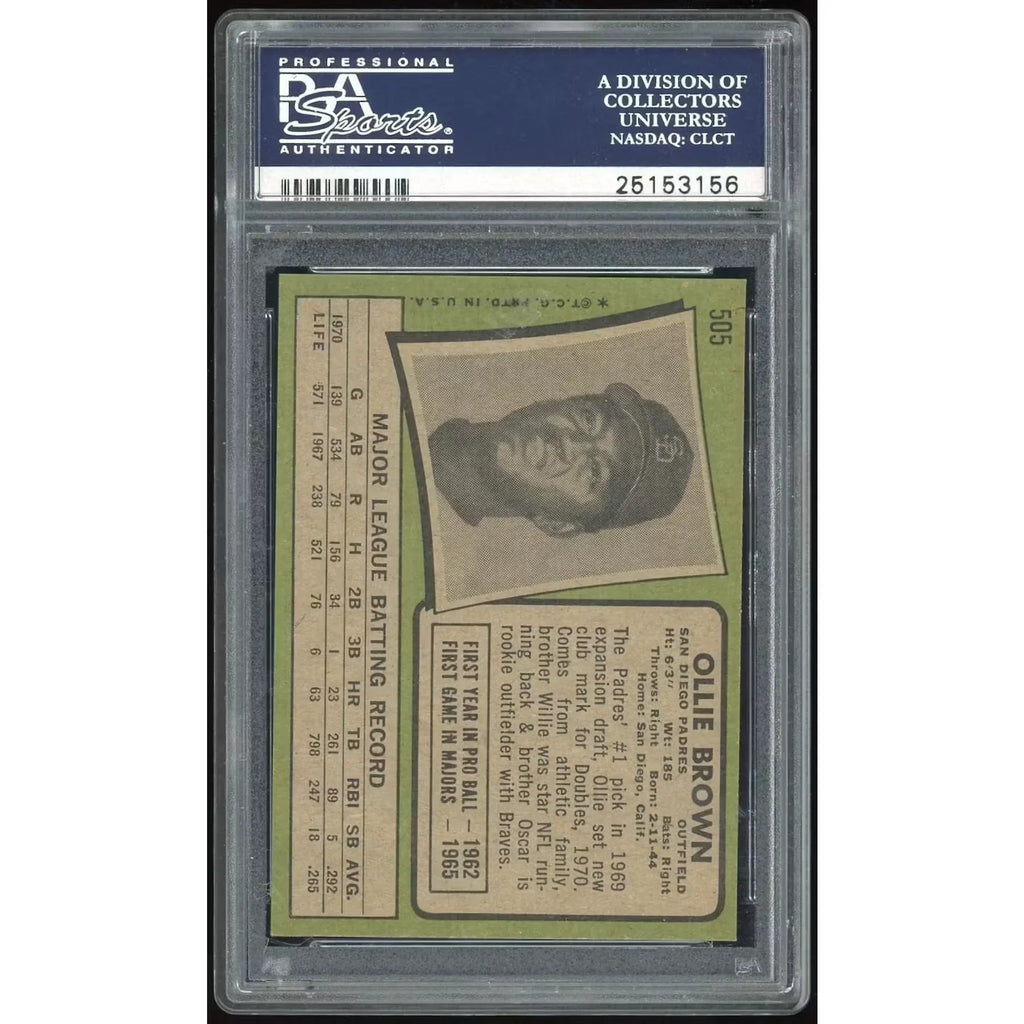 Ollie Brown 1971 Topps #505 Baseball Card | PSA 8