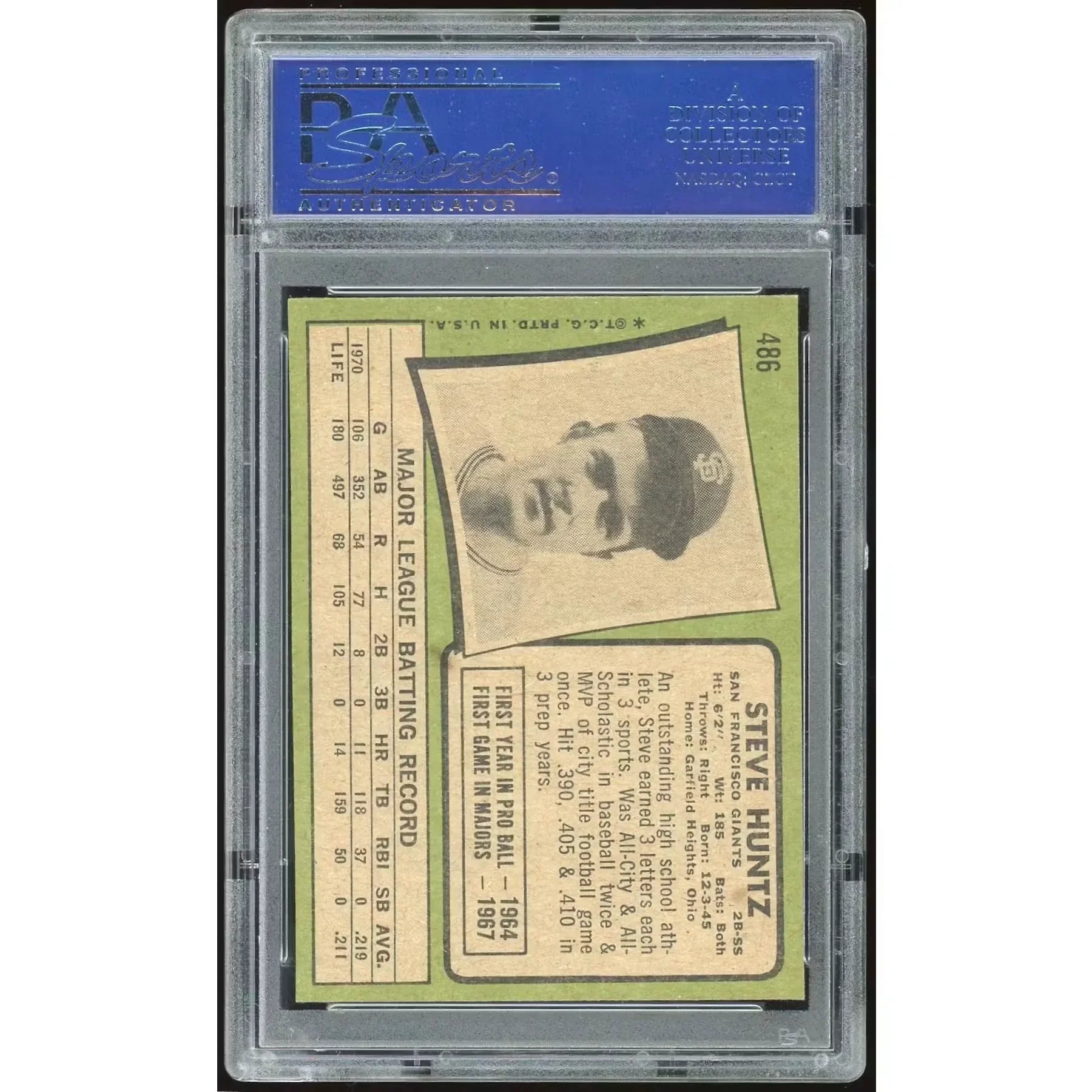 Steve Huntz 1971 Topps #486 Baseball Card | PSA 8
