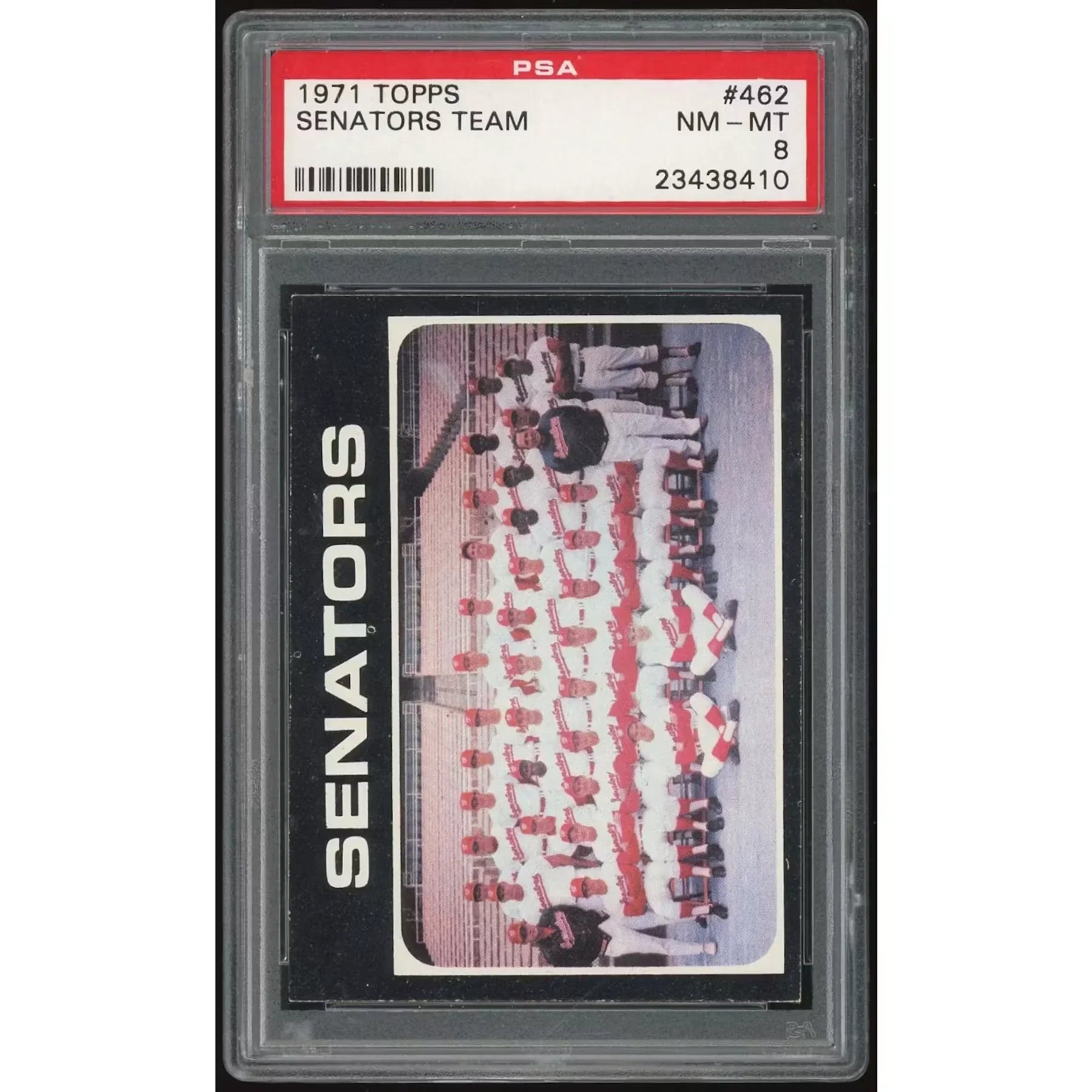 1971 Topps #462 Senators Team Card | PSA 8