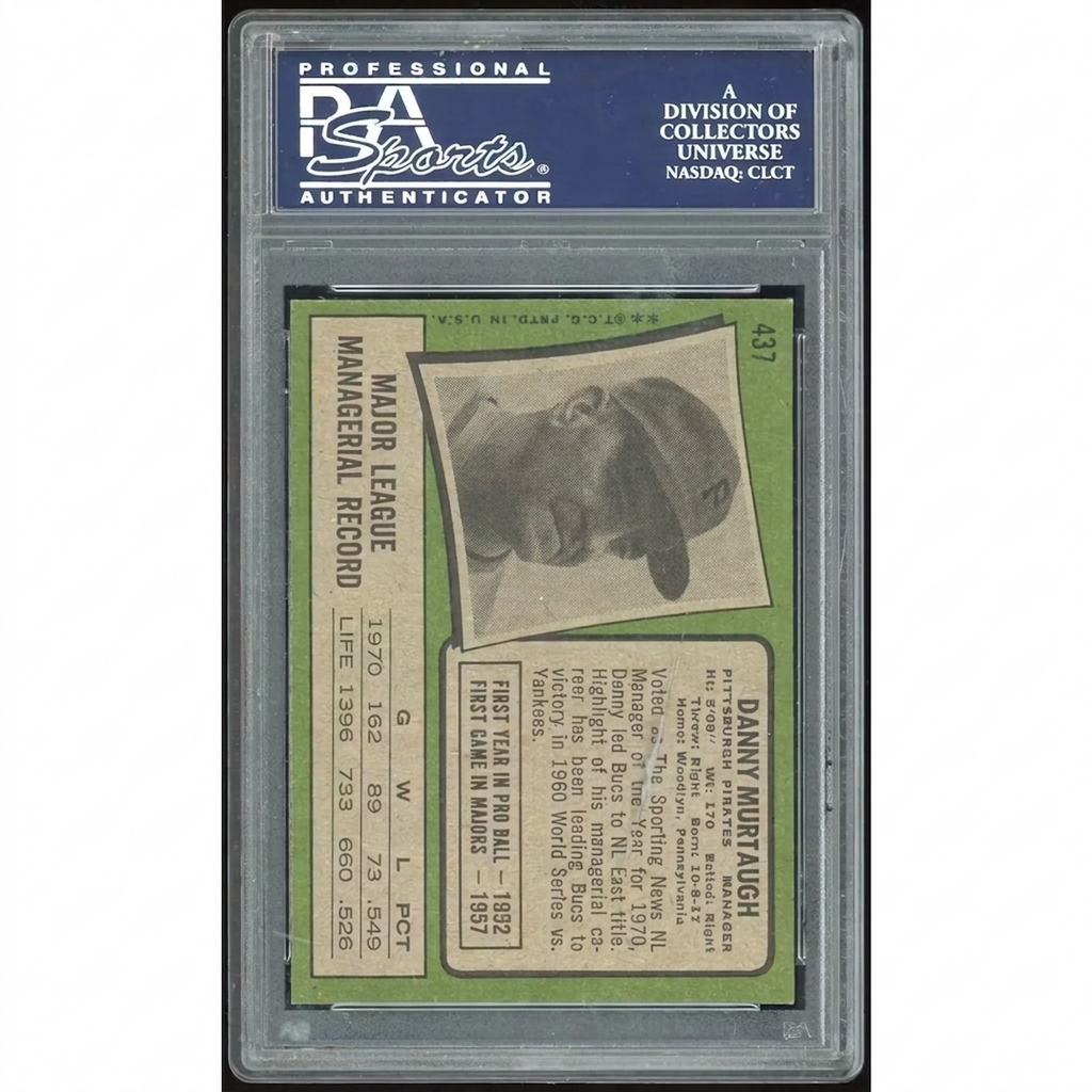 1971 Topps #437 Danny Murtaugh Baseball Card | PSA 8