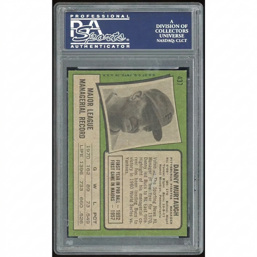 1971 Topps #437 Danny Murtaugh Baseball Card | PSA 8