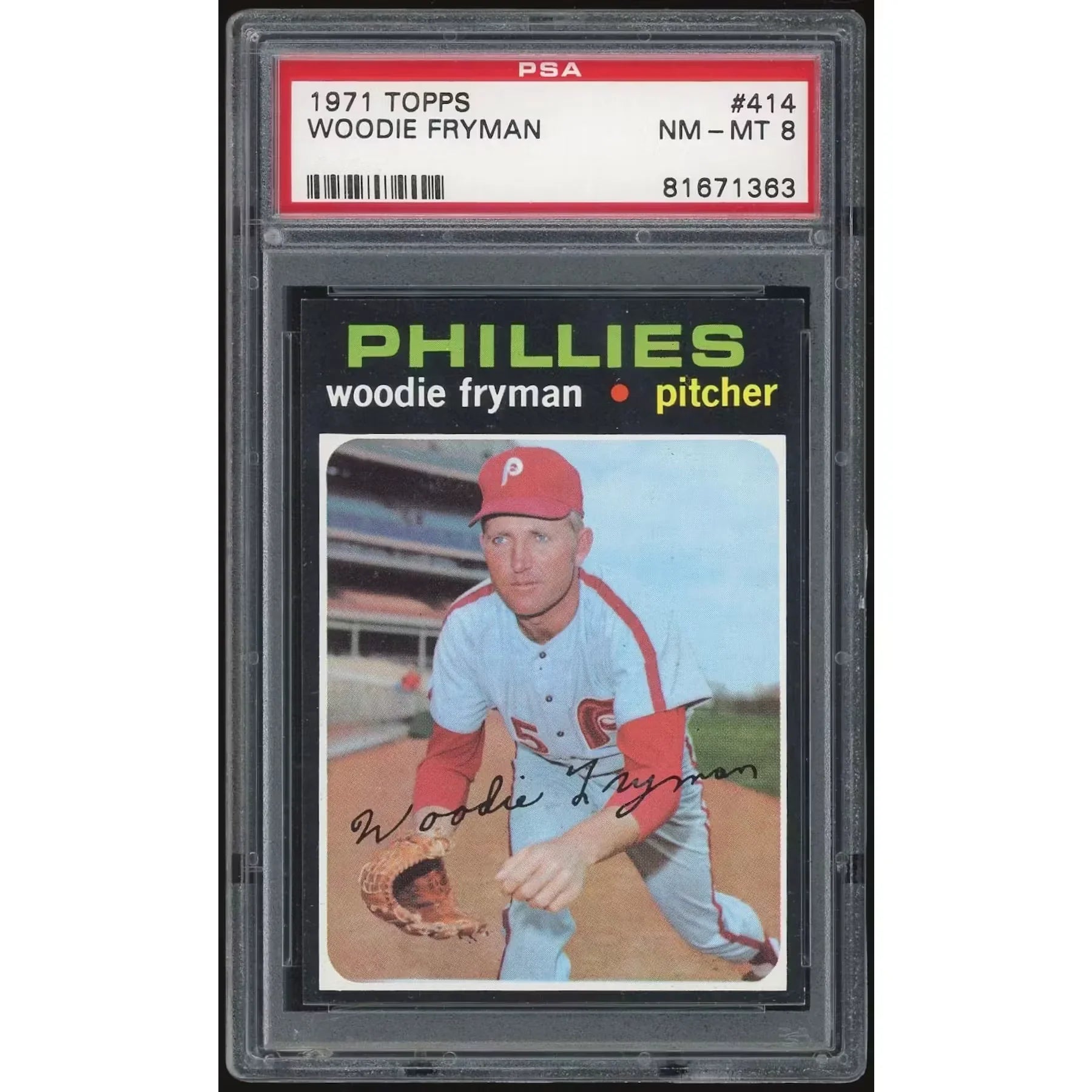 Woodie Fryman 1971 Topps #414 Baseball Card | PSA 8