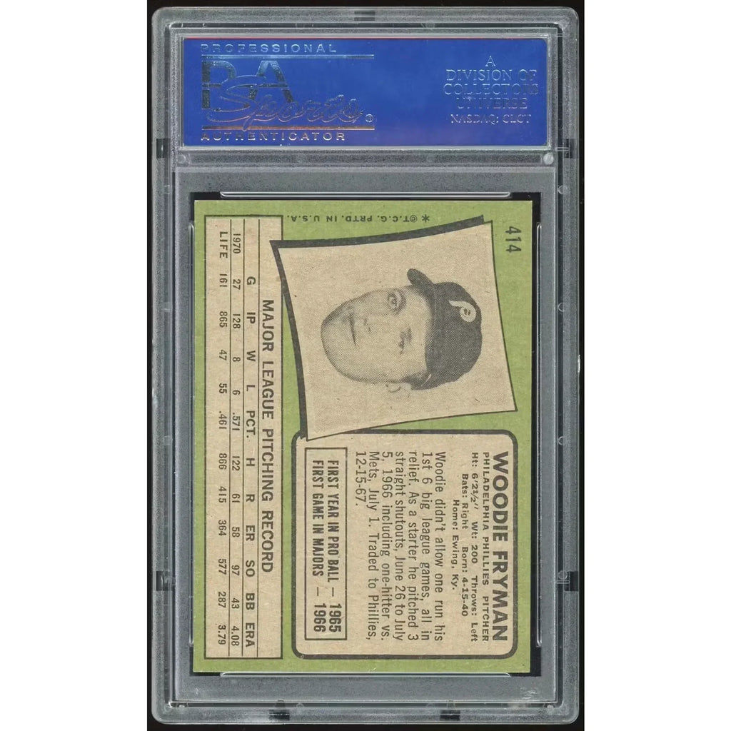 Woodie Fryman 1971 Topps #414 Baseball Card | PSA 8