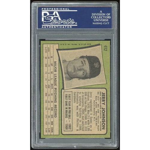 1971 Topps #412 Jerry Johnson Baseball Card | PSA 8