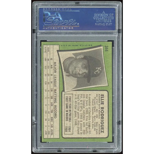 1971 Topps #344 Ellie Rodriguez Baseball Card | PSA 8