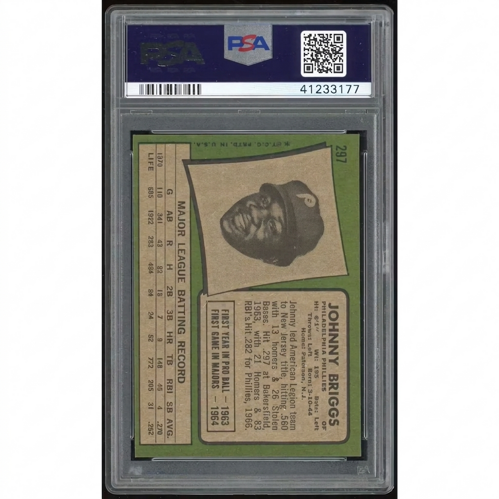 Johnny Briggs 1971 Topps #297 Baseball Card | PSA 8
