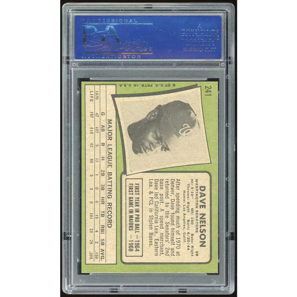 Dave Nelson 1971 Topps #241 Baseball Card | PSA 8